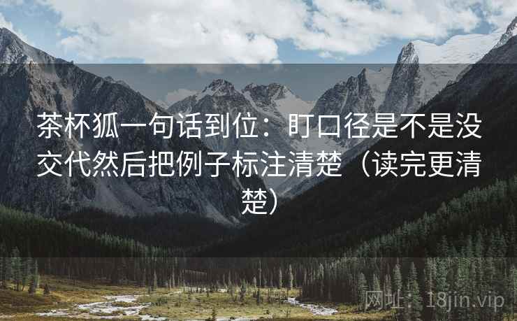 茶杯狐一句话到位：盯口径是不是没交代然后把例子标注清楚（读完更清楚）